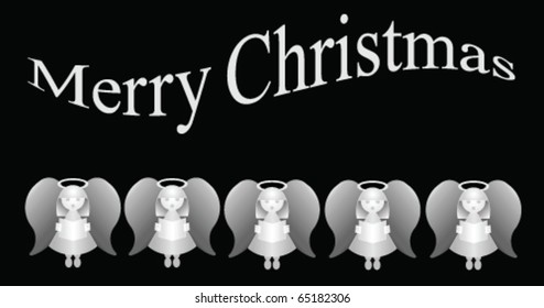 Merry Christmas message with five carol singing angels