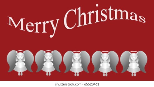Merry Christmas message with five carol singing angels