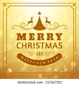 Merry Christmas message and light background with snowflakes. Vector illustration Eps 10. 