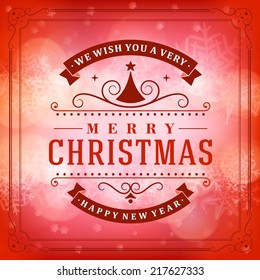 Merry Christmas message and light background with snowflakes. Vector illustration Eps 10. 