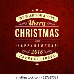Merry Christmas message and light background with snowflakes. Vector illustration Eps 10. 