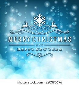 Merry Christmas message and light background. Vector illustration Eps 10. 