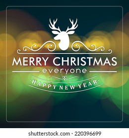 Merry Christmas message and light background. Vector illustration Eps 10. 