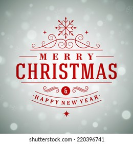 Merry Christmas message and light background. Vector illustration Eps 10. 