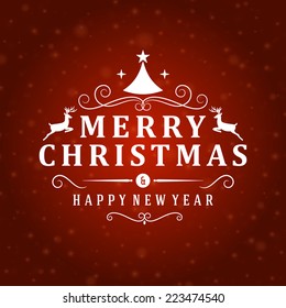 Merry Christmas message and light background with snowflakes. Vector illustration Eps 10. 