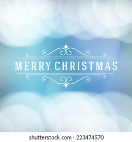 Merry Christmas message and light background with snowflakes. Vector illustration Eps 10. 