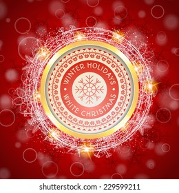 Merry Christmas message and light background with snowflakes. Vector illustration Eps 10. 