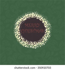 Merry Christmas message and light background with snowflakes. 