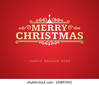 Merry Christmas message and ornament decoration background. Vector illustration Eps 10. 