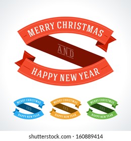 Merry Christmas message ribbons decoration set. Vector illustration Eps 10. Merry Christmas message ribbons decoration set. Vector illustration Eps 10.