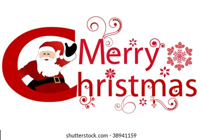 merry christmas message with santa waving