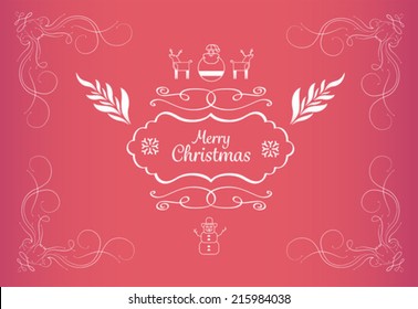Vector de mensajes de navidad con ilustraciones sobre fondo rosa
