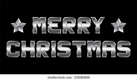 Merry Christmas - metal greeting, black background