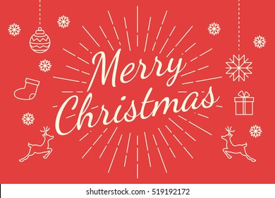 merry christmas minimal line, vector flat line design for banner and background