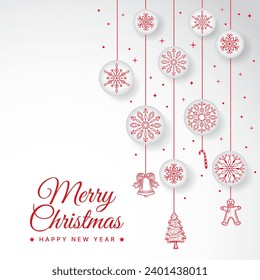 merry christmas minimal poster card design with christmas elements vector