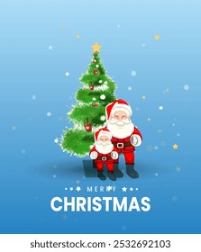 Merry Christmas Minimal Poster Design, Santa Claus Coming Christmas text