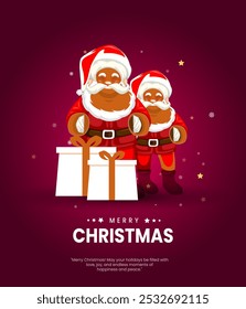 Feliz Natal design de cartaz mínimo, Papai Noel chegando texto de Natal