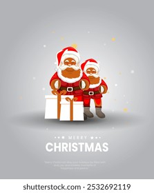 Merry Christmas Minimal Poster Design, Santa Claus Coming Christmas text