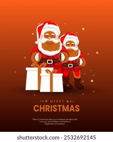 Merry Christmas Minimal Poster Design, Santa Claus Coming Christmas text