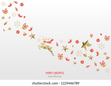 merry christmas minimal style greeting card, snowing and landscape concept. background, poster, web page. vector