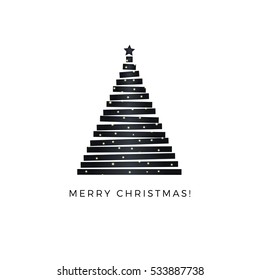 Merry Christmas, Minimalist Style Vector Greeting Card.