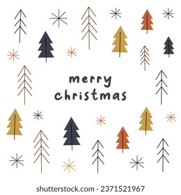 Merry christmas. Minimalistic card design. Set for branding cover, card, posters. Card template