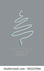 Merry Christmas minimalistic illustration card with tree