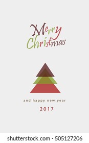 Merry Christmas minimalistic illustration card with tree