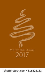 Merry Christmas minimalistic illustration card with tree