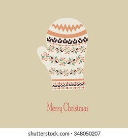 Merry Christmas - Mitten Vector Illustration