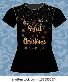 Merry christmas , mixed dots on navy blue, graphic design and cute snow wınter design print for tee and t shirt and fabric, typography, vector, illustration text