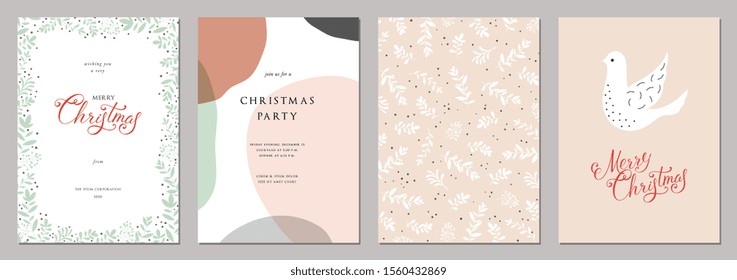 Merry Christmas and Modern Business Holiday cards. Vector illustration.