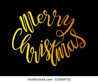 Merry Christmas. Modern Calligraphy. Greeting Card. Typography.