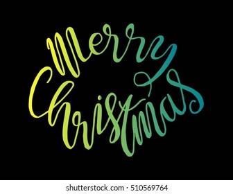 Merry Christmas. Modern Calligraphy. Greeting Card. Typography.