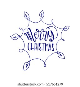 Merry Christmas. Modern Calligraphy. Greeting Card. Typography.