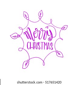 Merry Christmas. Modern Calligraphy. Greeting Card. Typography.