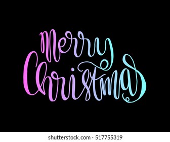 Merry Christmas. Modern Calligraphy. Greeting Card. Typography.