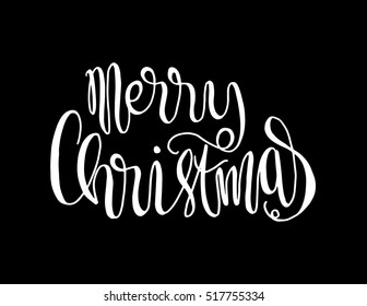 Merry Christmas. Modern Calligraphy. Greeting Card. Typography.