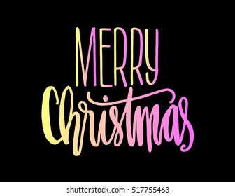 Merry Christmas. Modern Calligraphy. Greeting Card. Typography.