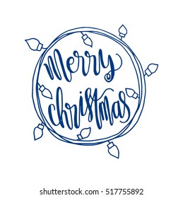 Merry Christmas. Modern Calligraphy. Greeting Card. Typography.