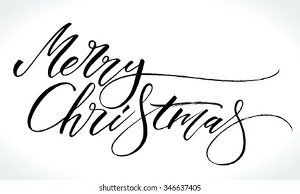 Merry Christmas modern calligraphy. Handwritten letters, vector illustration.