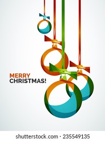 Merry Christmas modern card - abstract baubles made of wave shapes