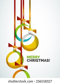 Merry Christmas modern card - abstract baubles made of wave shapes