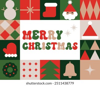 Merry Christmas modern card geometric shape design