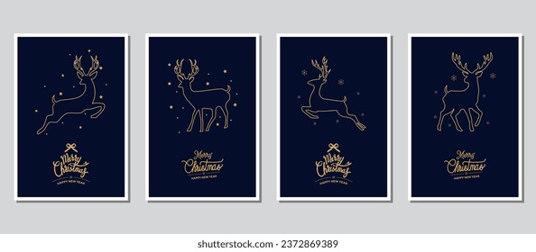 Merry Christmas modern card set elements greeting text
