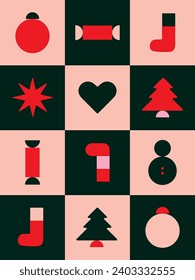 Merry Christmas modern cool icons illustration art minimal 