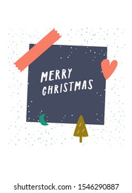 Merry Christmas! Modern greeting x-mas card, postcard. Cute trendy vector design template for social media marketing, web banner, quirky stationery. Holiday retail poster, arty print in red, green.