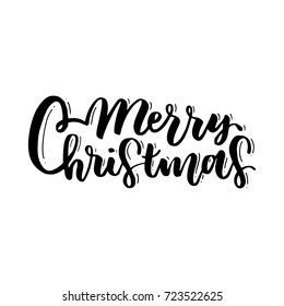 Merry Christmas - modern lettering design. greeting holiday card. hand drawn festive text for banner, poster, invitation on white background.