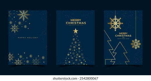 Merry christmas modern luxury design art decoration for greeting card cover template holiday design.on blue gradient background