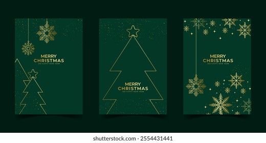 Merry christmas modern luxury design art decoration for greeting card cover template holiday design.on green gradient background